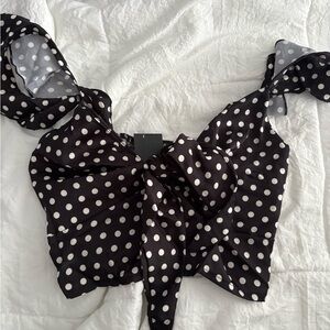 NWT Nasty Gal Black and White Polka Dot Blouse
